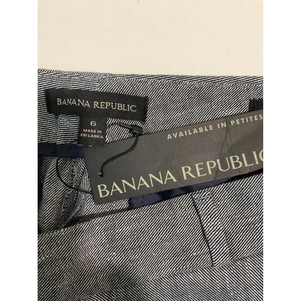 NEW Banana Republic Avery Linen Trousers Mid Rise Straight Blue Chambray‎ Preppy